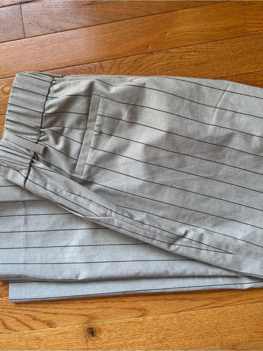 Favorite Daughter Light Gray Pinstripe Trousers